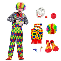 Ensemble de costume de clown unisexe multi-styles avec perruque, nez, masque, chaussures, sifflet – Tenue amusante pour Carnaval, Halloween, fête de cirque, cosplay