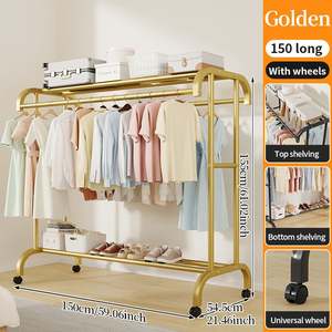 Perchero Metálico de Gran Capacidad con Estante Superior, Perchero Móvil para Secar Ropa, Organizador de Ropa para Dormitorio, Balcón - Product Image 5