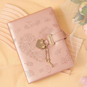 Diario con Candado en Forma <span class=keywords><strong>de</strong></span> Corazón, Diario con Llave, Cuaderno con Patrones Florales, Regalo Encantador para Novia, <span class=keywords><strong>Madre</strong></span>, Niña, Cuaderno Ejecutivo <span class=keywords><strong>de</strong></span> Tapa Dura - Product Image 6