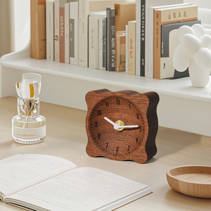 <span class=keywords><strong>Horloge</strong></span> de table analogique en bois massif portable EMAF, design cube, avec alarme, idéale pour la décoration de salle de classe, cadeau promotionnel mignon - Product Image 4