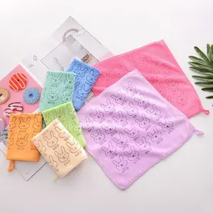 Оптовая продажа, мягкое впитывающее полотенце для рук из тонкого волокна с принтом, детское квадратное домашнее ежедневное полотенце для рук