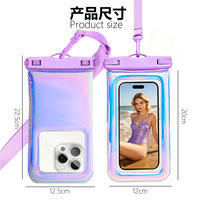 Grande pochette étanche pour téléphone IPX8 pour la natation, la plage, le kayak, la plongée en apnée, sac étanche en PVC irisé avec fermeture à rabat et crochet pivotant