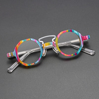 Vente en gros de montures de lunettes rondes en acétate vintage japonaises, montures de lunettes optiques plates adaptées aux verres de myopie 5816