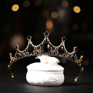 Groothandel Leveranciers Taras Zwart Kastanjebruin Donker Tiara Kroon Halloween Tiara Bridal Accessoires