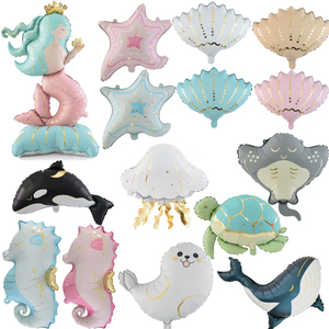 Palloncini in Foil Opaco Serie Animali Marini, Decorazioni per Feste di Compleanno, Accessori per Feste Hawaiane, Palloncini <span class=keywords><strong>a</strong></span> Forma di Conchiglia e Balena per Elio - Product Image 1