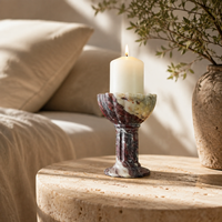 Support de bougie sculptural en marbre violet luxueux NANWEI pour la décoration de la maison, des hôtels et des tables à manger