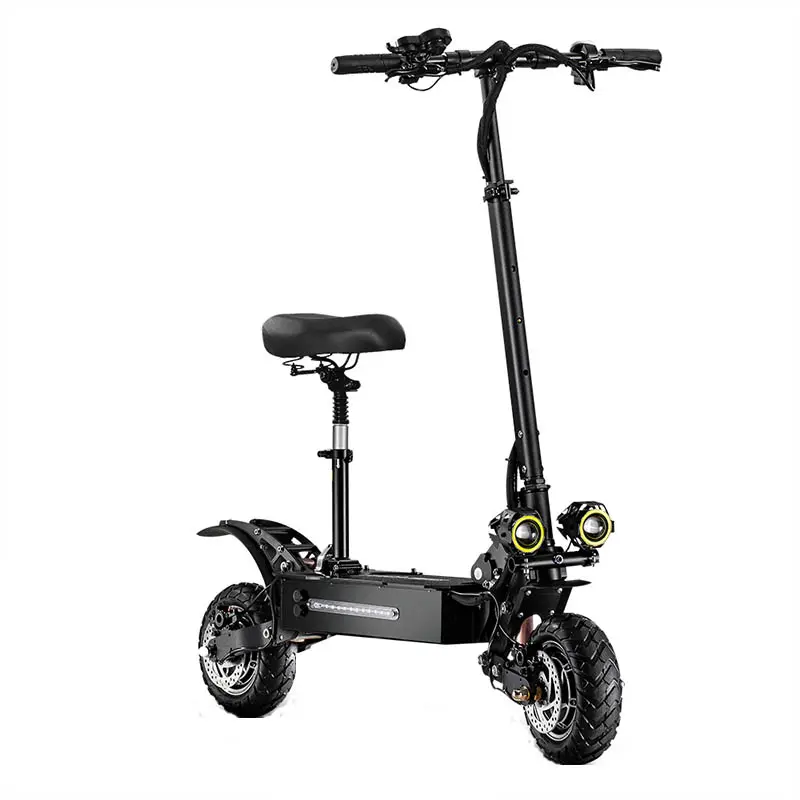Patinete eléctrico con asiento para adulto, scooter plegable de gran rendimiento, 60v, 5400w, 95 km/h, con tracción dual