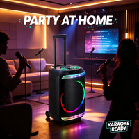 GENCE Enceinte active sur chariot professionnelle 12 pouces avec égaliseur DSP, USB, micro sans fil, batterie et éclairage RGB pour l'éducation scolaire