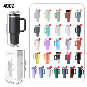 Nouveaux gobelets isothermes personnalisés de 40 oz en acier inoxydable avec poignée et paille, vente en gros - Product Image 2