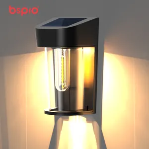 Bspro חיצוני פרק חצר קל להתקין ABS עמיד למים גן שמש אנרגיה אור LED שמש מנורת קיר