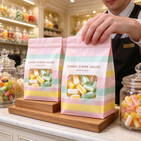 Sachet Doypack Personnalisé Imprimé avec Fenêtre Transparente et Fermeture Zip Refermable pour Emballage Alimentaire en Plastique (Bonbons, Snacks, Confiseries)