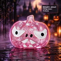Jouet Squishy d'Halloween Citrouille Scintillante Anti-Stress avec Grands Yeux de Squelette, Jouets à Presser en Gelée à Rebond Lent pour Soulager le Stress