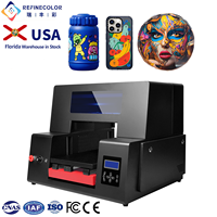 Mesin Printer UV Refinecolor A3, Printer Flatbed UV Inkjet untuk Usaha Kecil, Pencetakan Casing Ponsel, Akrilik, Kayu, Kaca