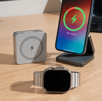 Station de charge sans fil magnétique pliable 3-en-1, chargeur sans fil rapide portable 15W pour iPhone, montre connectée, écouteurs