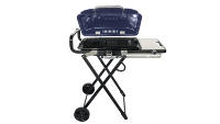 Barbecue à gaz pliable portable pour fêtes en plein air, très vendu, avec revêtement antiadhésif, thermomètre intégré, cadre en alliage d'aluminium