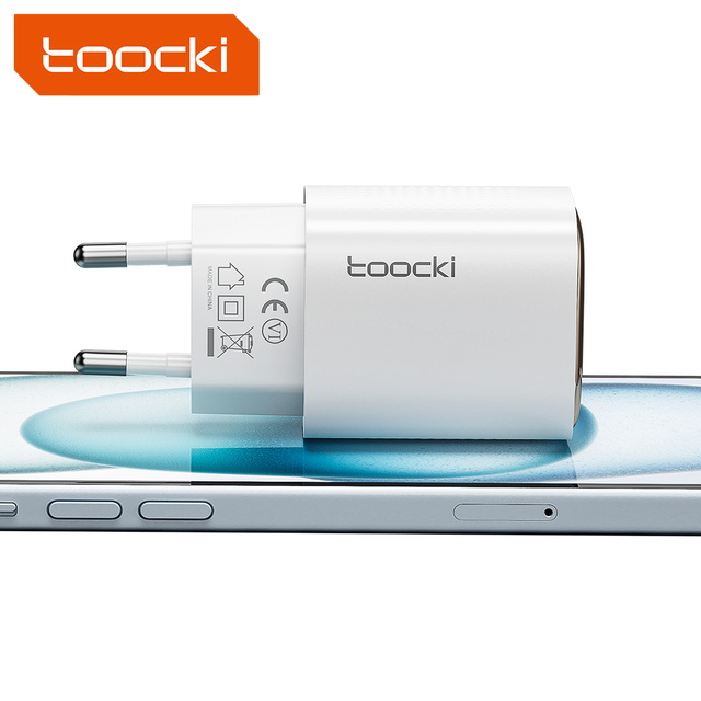 Toocki High Quality GaN Tech PD 3.0 33W Dual USB+Type-C Fast Charger with Digital Display QC3.0 Universal for IPhone15/16