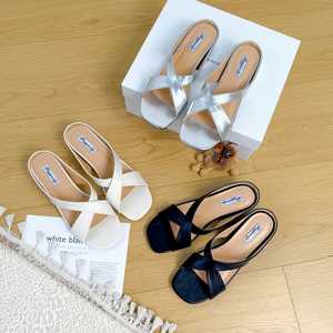 Sandales compensées à bout carré et brides croisées pour femme, style français, printemps-été 2026, pour l'extérieur, grandes tailles - Product Image 1
