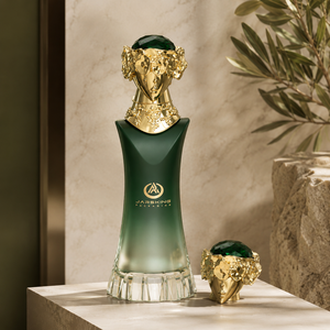 Flacon pulvérisateur de parfum vide 100 ml en verre épais de marque Prestige, avec couvercle doré sculpté <span class=keywords><strong>Queen</strong></span>, pour emballage de parfum - Product Image 1