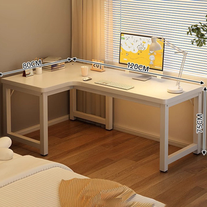 โต๊ะคอมพิวเตอร์ทรงตัวแอลแบบมินิมอลทันสมัย พร้อมโครงไม้ สำหรับใช้ในห้องนอน ทำงาน หรือห้องอื่นๆ ดีไซน์โดดเด่น - Product Image 2