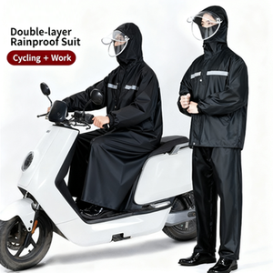 Completo Impermeabile per Motociclisti e Rider di Consegne, Tuta <span class=keywords><strong>Moto</strong></span> Divisibile per Protezione da Pioggia Intensa, <span class=keywords><strong>Copertura</strong></span> <span class=keywords><strong>Antipioggia</strong></span> per Scooter Elettrico - Product Image 5
