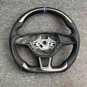 Volante Personalizado de Fibra de Carbono Forjada y Cuero con Luz LED de RPM, Compatible con <span class=keywords><strong>Skoda</strong></span> Kodiaq, Yeti, <span class=keywords><strong>Octavia</strong></span> <span class=keywords><strong>RS</strong></span>, Fabia <span class=keywords><strong>RS</strong></span> - Product Image 1