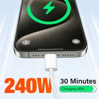Câble USB-C vers C en nylon tressé 240W 2 mètres Charge rapide et synchronisation des données pour iPhone 15/16/17 Pro Max iPad MacBook