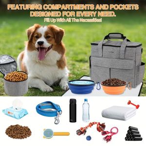 Sac de transport pour animaux de compagnie approuvé par les compagnies aériennes, sac de transport pour chien imperméable avec bols pliables, contenants pour nourriture pour les promenades - Product Image 6