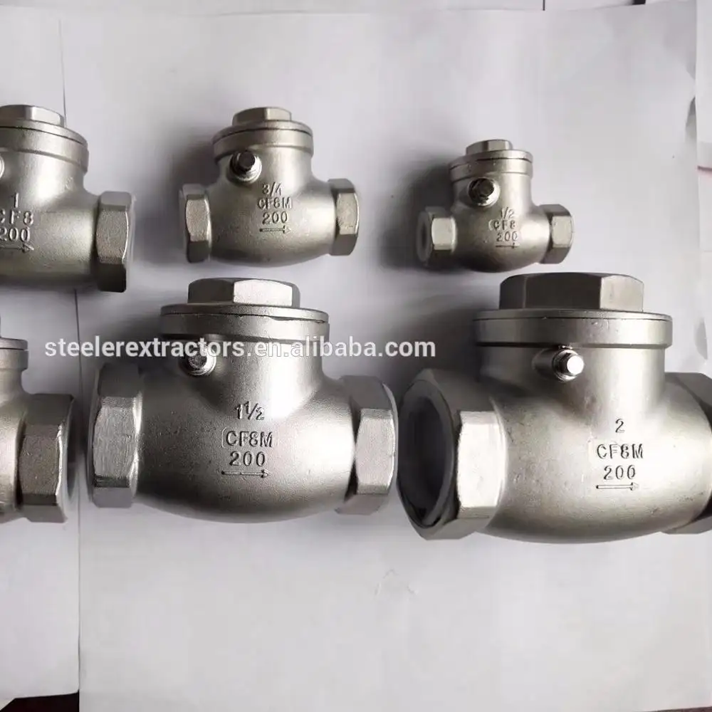 1 Buah 200 WOG Port Penuh CF8/CF8M SS Threaded Cast Swing Check Valve