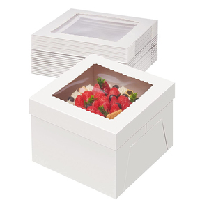 Hộp bánh gato có nắp và đế bán buôn, có cửa sổ trong suốt, bao bì bánh sinh nhật, hộp bánh vuông, in logo tùy chỉnh, hộp bánh pound - Product Image 1