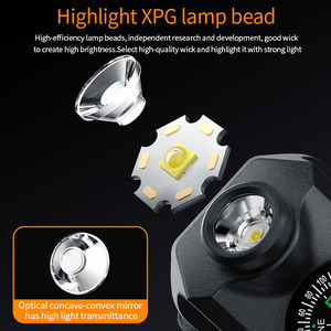 Dây đeo cổ tay EDC đèn pin với la bàn nhựa nylon dây đeo cổ tay 500mAh pin USB C 500 lumens XPG <span class=keywords><strong>LED</strong></span> Săn Bắn ngoài trời Đi bộ đường dài - Product Image 2