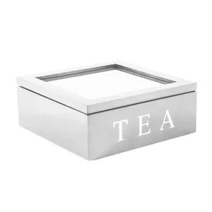 木制多功能茶盒带盖9格复古风格咖啡茶袋储物架收纳器
