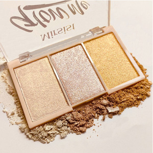 Palette de fards à paupières imperméable 3 couleurs Mirsist Cross-Border, nacré, scintillant, illuminateur, maquillage, paillettes, bronzant - Product Image 1