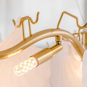 Luminaire suspendu en forme d'anneau en verre nacré style crème blanc chaud, design luxueux, pour chambre à coucher et salle à manger - Product Image 5