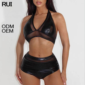 Personalizado al por mayor 2024 traje de baño mujeres de cintura alta Bikini malla Patchwork traje de baño ropa de playa Bikini transparente traje de baño personalizado - Product Image 1