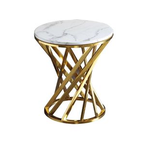 HYC-T304 Minimaliste lumière luxe canapé côté armoire salon <span class=keywords><strong>table</strong></span> <span class=keywords><strong>de</strong></span> <span class=keywords><strong>chevet</strong></span> en acier inoxydable <span class=keywords><strong>marbre</strong></span> petite <span class=keywords><strong>table</strong></span> basse pour hôtel - Product Image 4