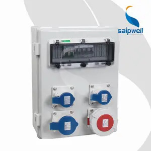 SAIP/SAIPWELL industrial socket box plastic insulated switch box 220V/380V site outdoor rainwater distribution box combination