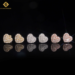 New Arrivals Fashion Style Pass Diamond Tester Screw <b>Back</b> Iced Out Man Round VVS1 Moissanite Diamond Hip Hop Heart Shape <b>Earring</b> - Product Image 1