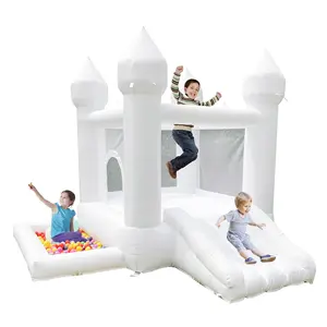 Small White Bounce House Kids Inflatable Wedding Bouncer Moon Castle White Bouncy Castle Inflatable Jumping White Bounce House