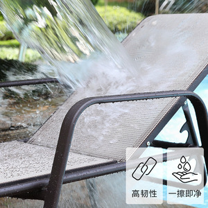 Chaise longue d'extérieur moderne et minimaliste en aluminium avec dossier inclinable et accoudoirs, idéale pour <span class=keywords><strong>jardin</strong></span>, cour, piscine et plage - Product Image 2