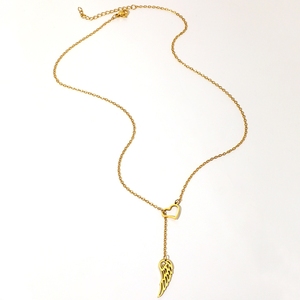 2026 Quality Non-Fading Stainless Steel Collar Necklace Elegant Gold Silver Heart <strong>Angel</strong> Wing Pendant Necklace <strong>Gifts</strong> for Women - Product Image 3