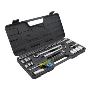 Kit d'outils de réparation 52 pièces : Jeu de douilles, outils de voiture, douilles de moto, clés mixtes, boîte d'urgence - Product Image 1
