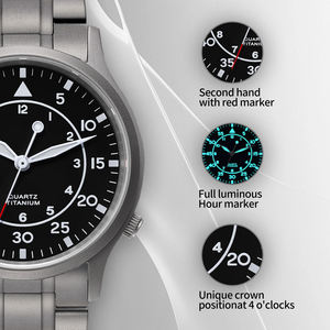 カスタムロゴ50M防水チタン合金スポーツウォッチ男性用超発光デュアル数値VH31 Movtクォーツファッションスタイル - Product Image 5