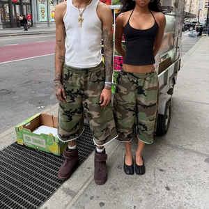 OEM <b>Camo</b> Baggy <b>Cargo</b> <b>Shorts</b> Elastic Waist Mid Length Multi Pocket Casual Streetwear Sweat <b>Shorts</b> - Product Image 2
