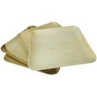 Assiette de feuille de palmier en bois de bambou, jetable, biodégradable, romantique, pour fête