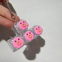 Porte-clés Fidget Clavier Pieuvre Mignonne à 4 Touches, Switch Mécanique Clicker, Capuchon Rond Cartoon, Jouet Anti-Stress et de Décompression, Cadeau