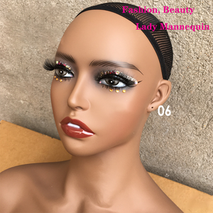Maniquí de busto femenino afroamericano realista con soporte de plástico PP y PVC para exhibición de pelucas - Product Image 5