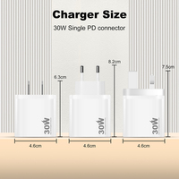 Chargeur rapide 30W PD QC5.0 avec prises EU/US/GB/UK pour écouteurs de téléphone portable USB-C d'entrée de Watch-220V intelligent