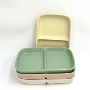 Plato Rectangular Coreano de Cerámica con 3 Compartimentos, Vajilla Personalizada para Cafetería Escolar, <span class=keywords><strong>Dieta</strong></span> Equilibrada de Color Sólido, Venta Al por Mayor - Product Image 3