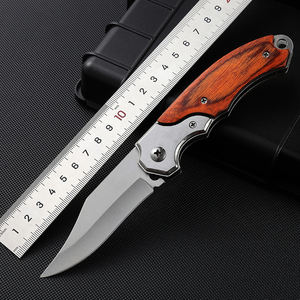 سكين الجيب التكتيكي الأكثر مبيعًا، قابل للطي بمقبض خشبي للصيد والتخييم والبقاء في البرية، سكين OEM مع مصباح LED - Product Image 6