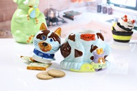 Vente en gros Céramique chaton design avec peinture dolomite cookie biscuit bocal boîte à bonbons